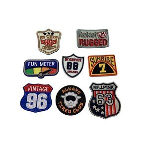 8 Pcs Hook & Loop Embroidered Patches Bundle with Base Patch Brand New